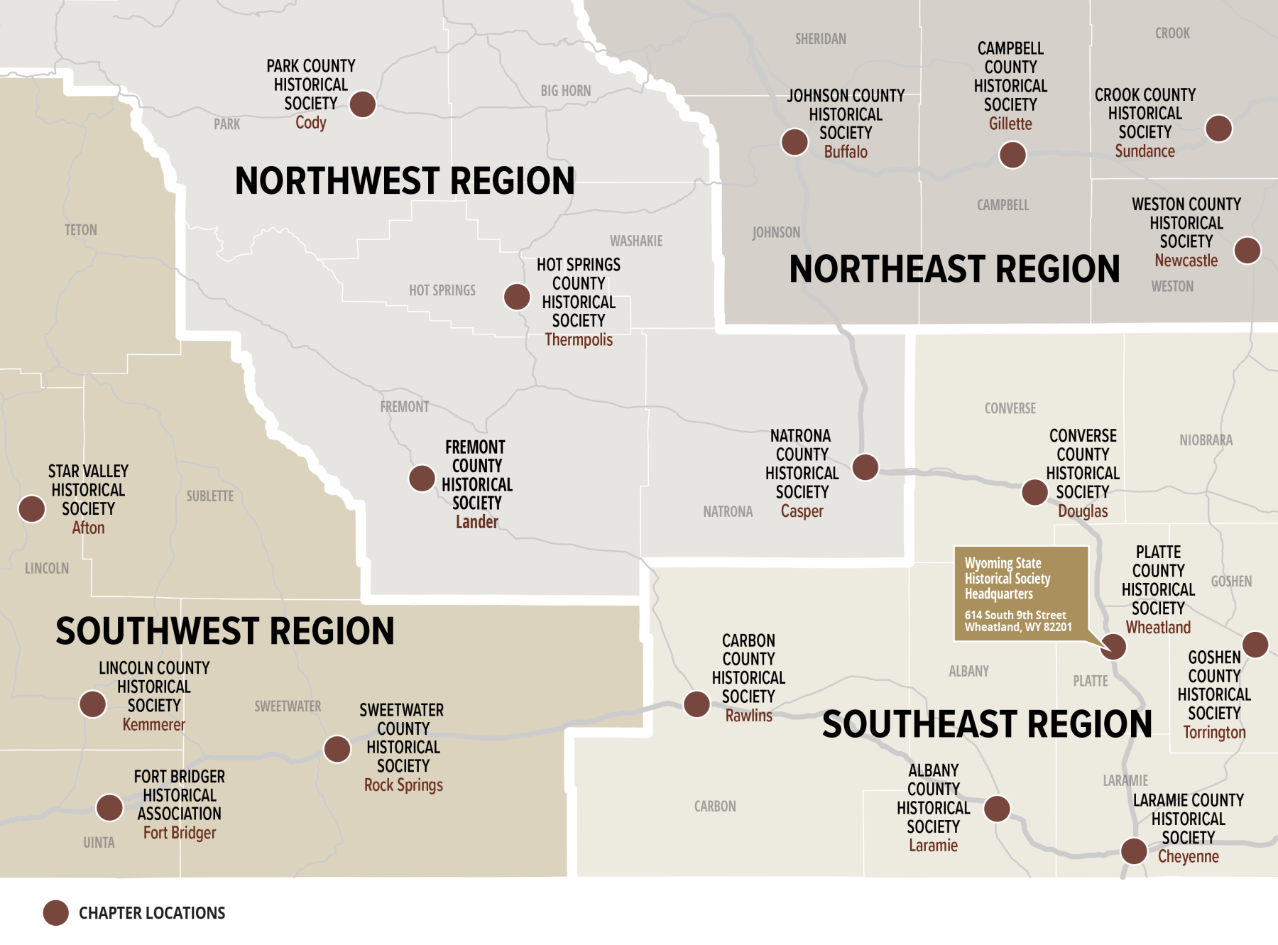 Wyoming Historical Society Chapter Map